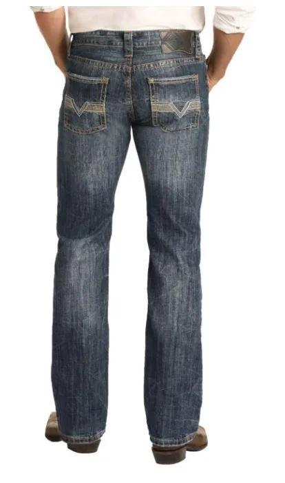 Rock & Roll Cowboy Men's Pistol Regular Fit Dark Wash Straight Leg Jeans M1P4257