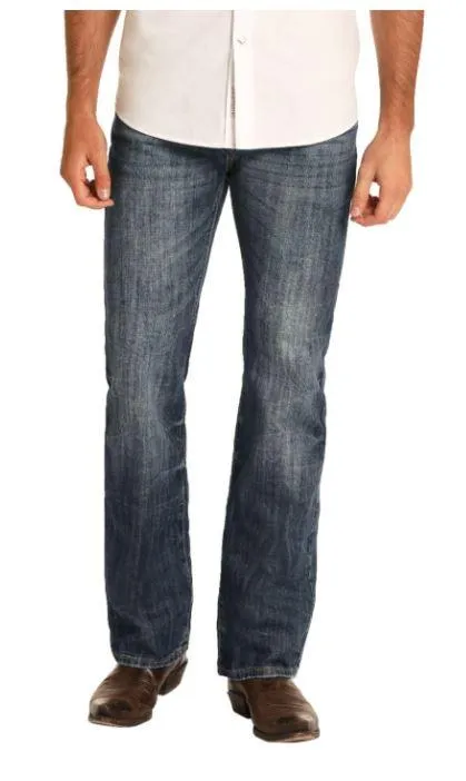 Rock & Roll Cowboy Men's Pistol Regular Fit Dark Wash Straight Leg Jeans M1P4257