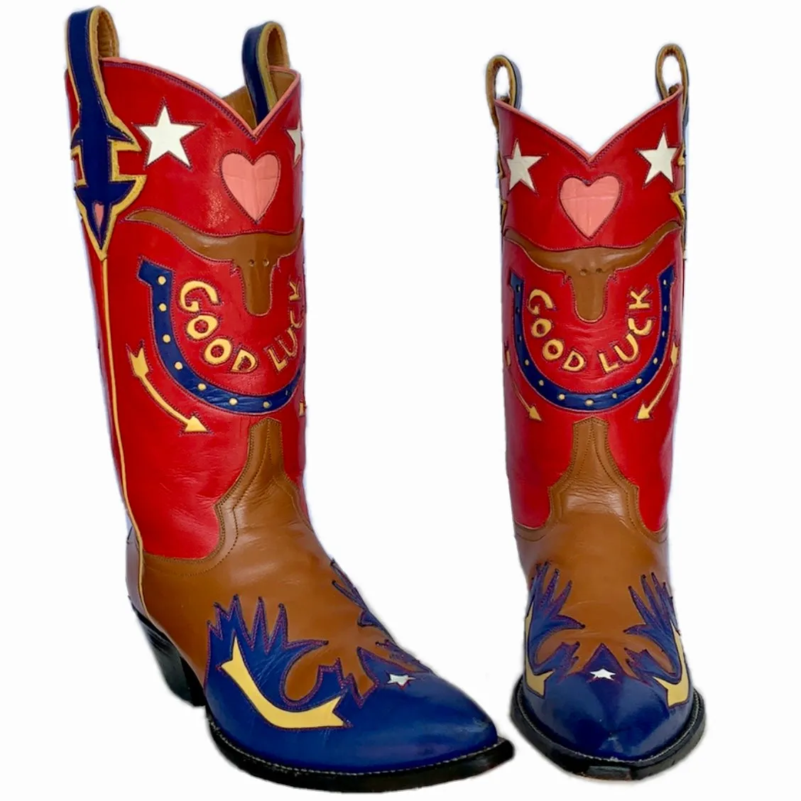 ROCKETBUSTER Good Luck Horseshoe Longhorn Steer Head Heart Star Handmade Cowgirl Cowboy Western Boots