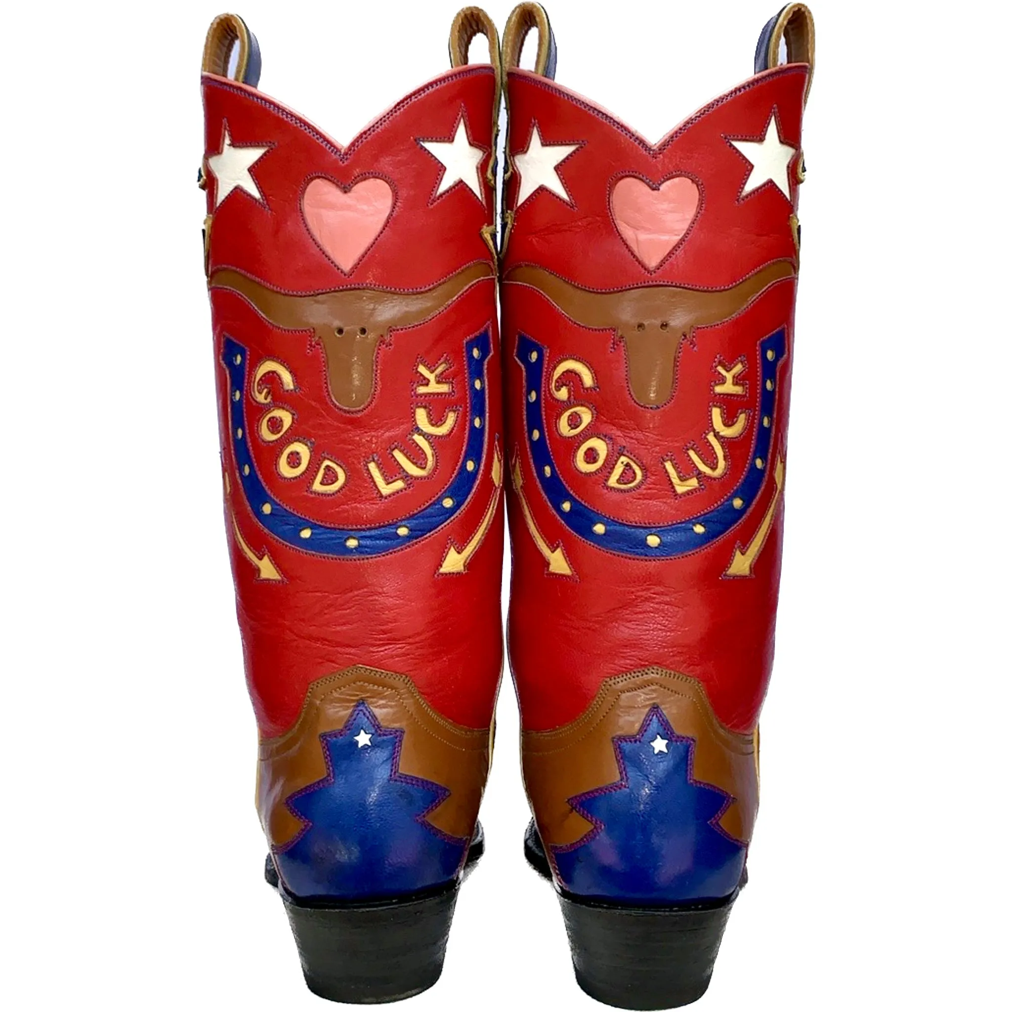 ROCKETBUSTER Good Luck Horseshoe Longhorn Steer Head Heart Star Handmade Cowgirl Cowboy Western Boots