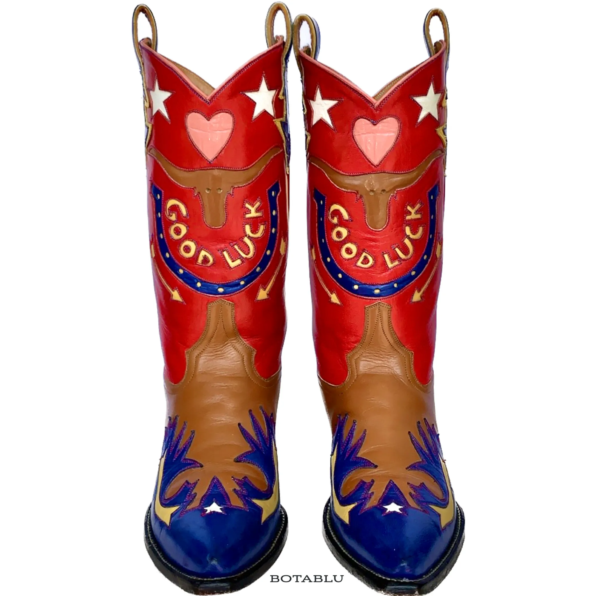 ROCKETBUSTER Good Luck Horseshoe Longhorn Steer Head Heart Star Handmade Cowgirl Cowboy Western Boots