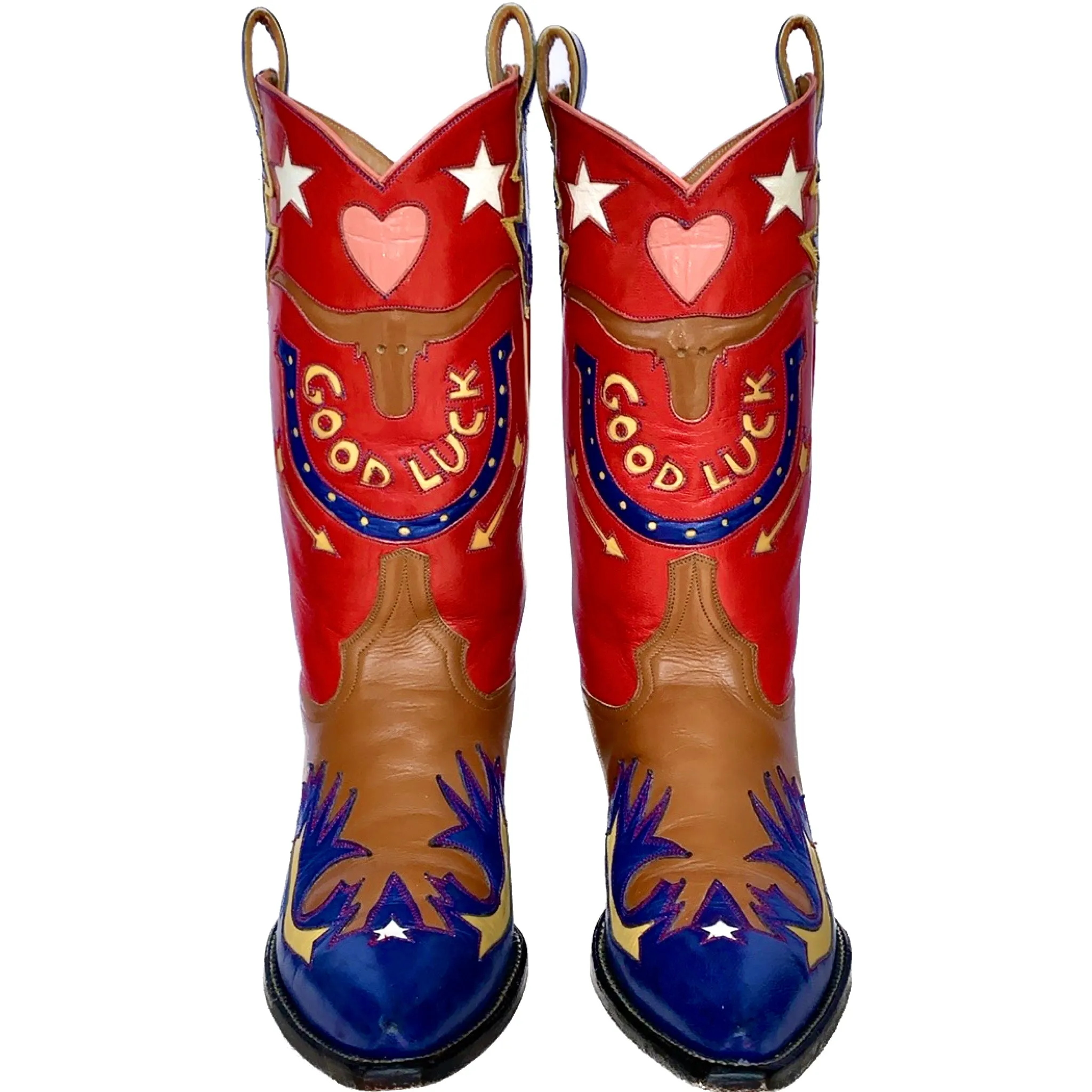 ROCKETBUSTER Good Luck Horseshoe Longhorn Steer Head Heart Star Handmade Cowgirl Cowboy Western Boots