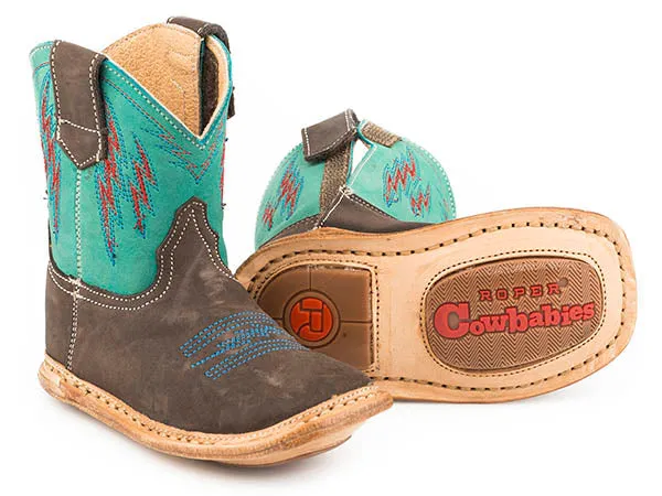 Roper Cowbaby Brown Turquoise Boots Style 09-016-7912-1502