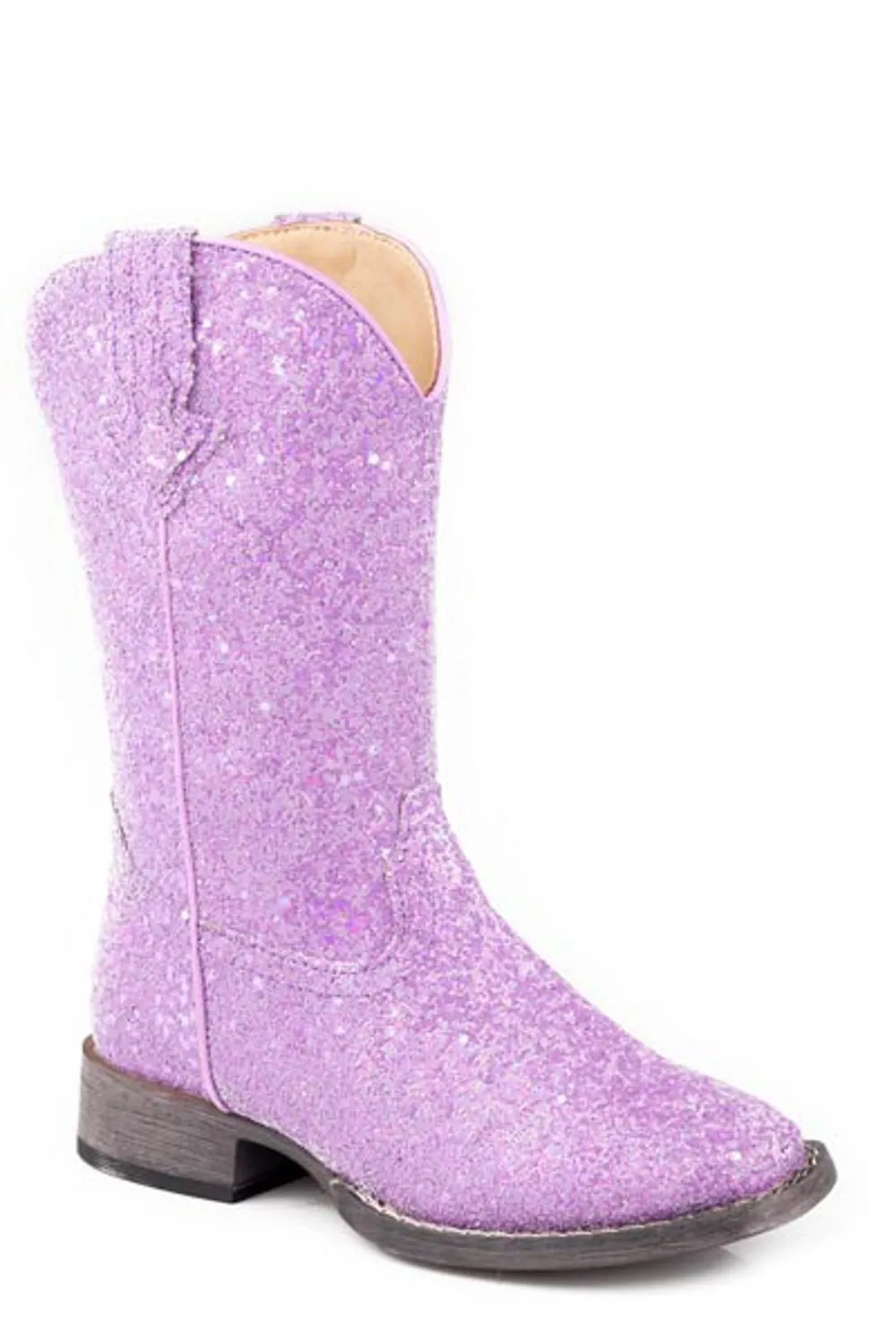 Roper Kids Girls Glitter Galore Purple Faux Leather Cowboy Boots