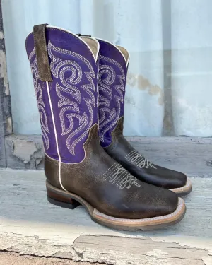 Roper Women's Brown & Purple Square Toe Cowgirl Boots 9991-0035