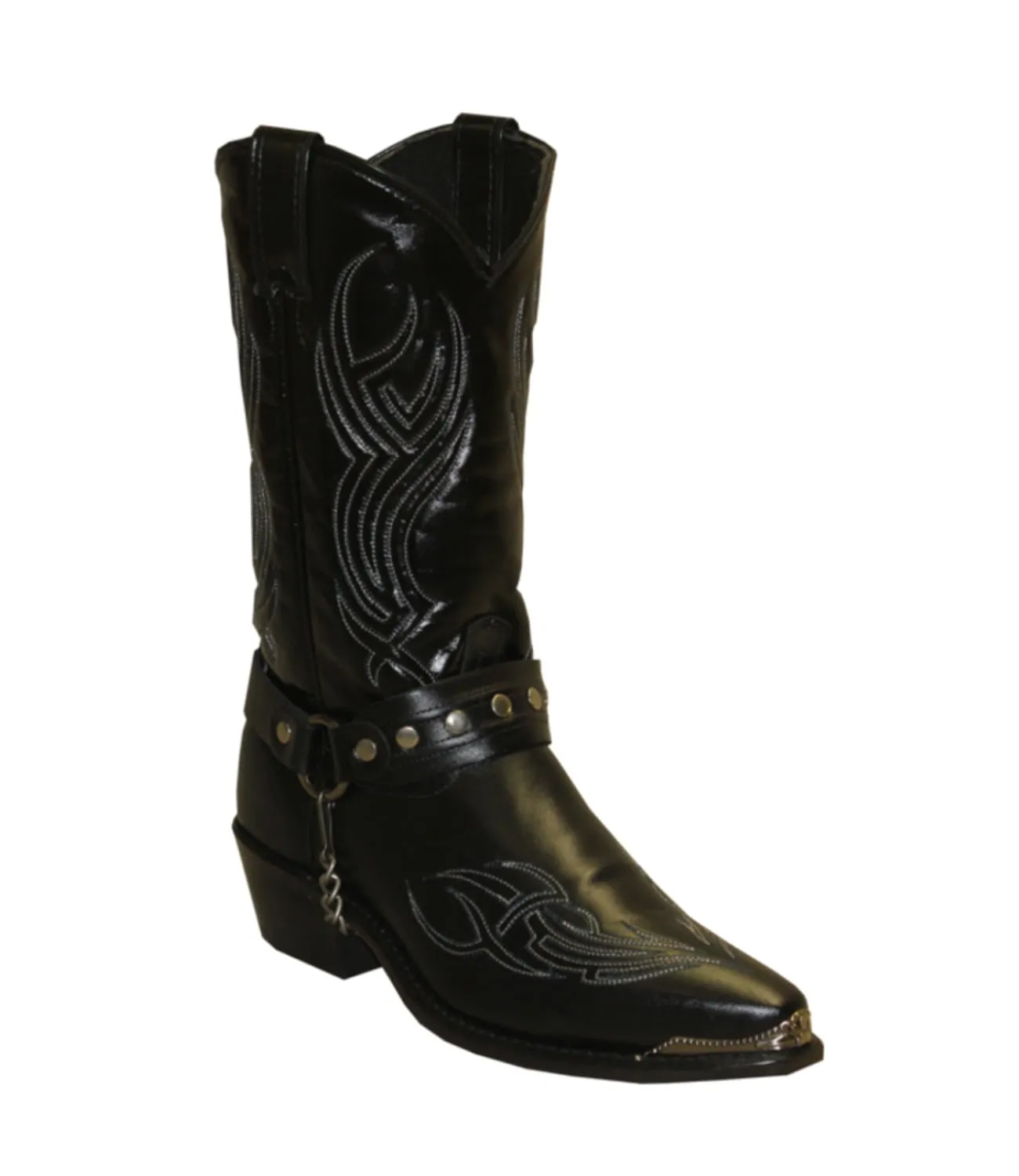 Sage Mens 12in Studded Bracelet Black Cowhide Cowboy Boots