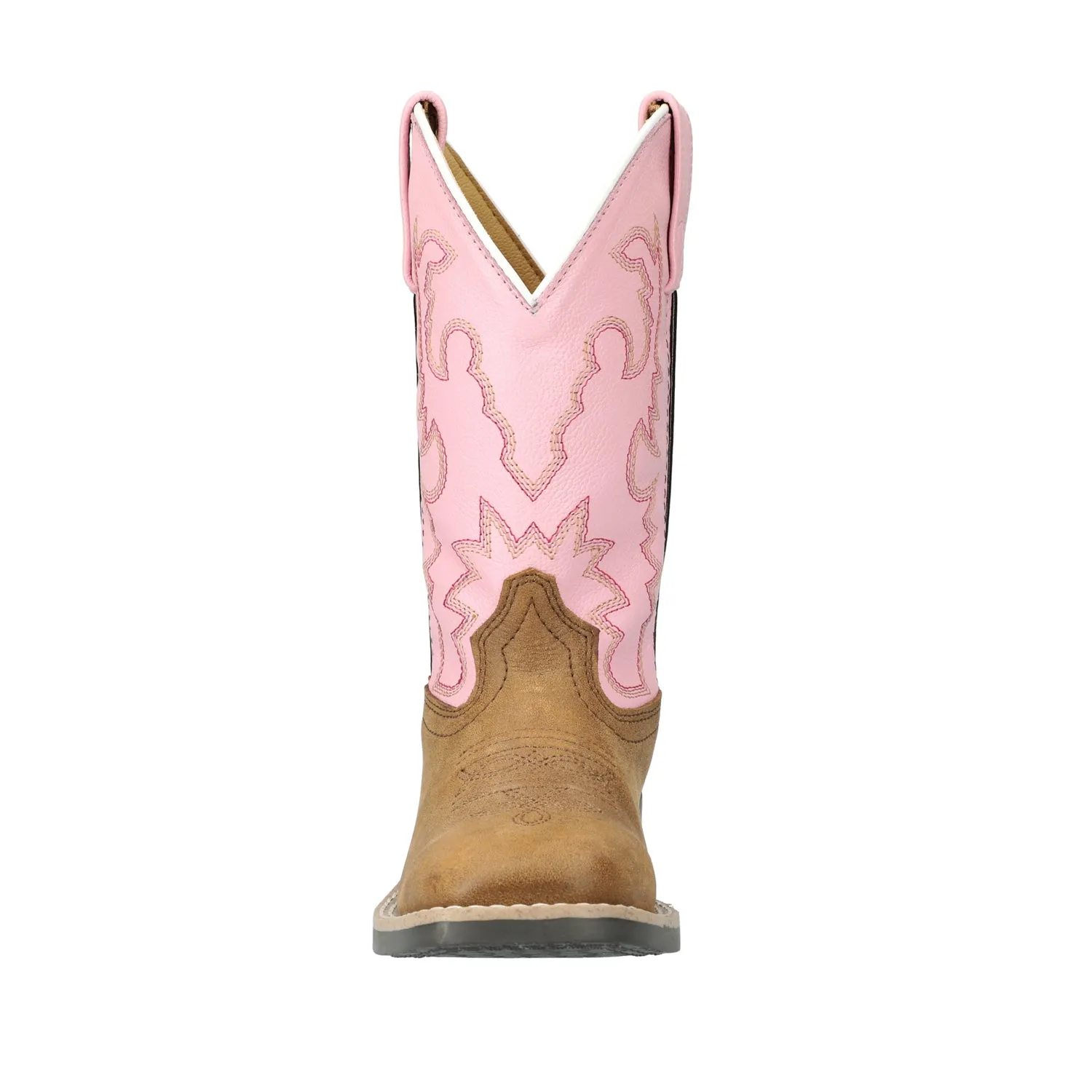 Smoky Mountain Boots Girls Addison Vintage Brown/Pink Leather Cowboy Boots