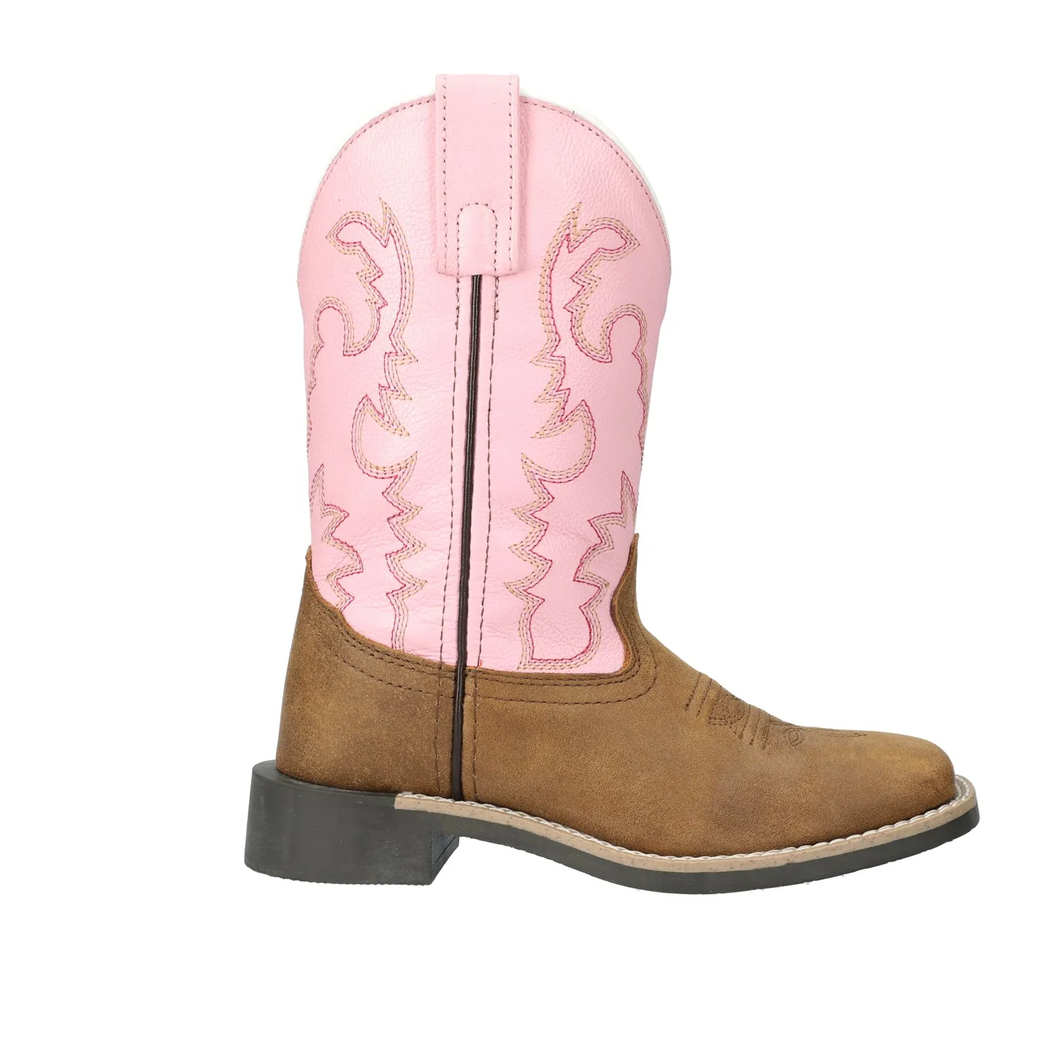 Smoky Mountain Boots Girls Addison Vintage Brown/Pink Leather Cowboy Boots