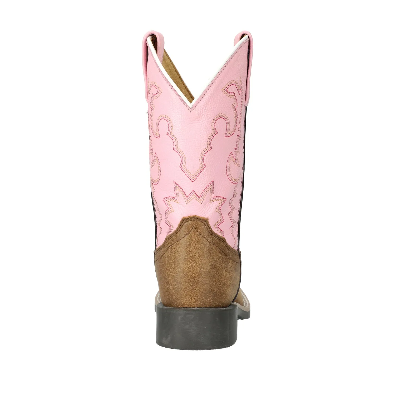 Smoky Mountain Boots Girls Addison Vintage Brown/Pink Leather Cowboy Boots