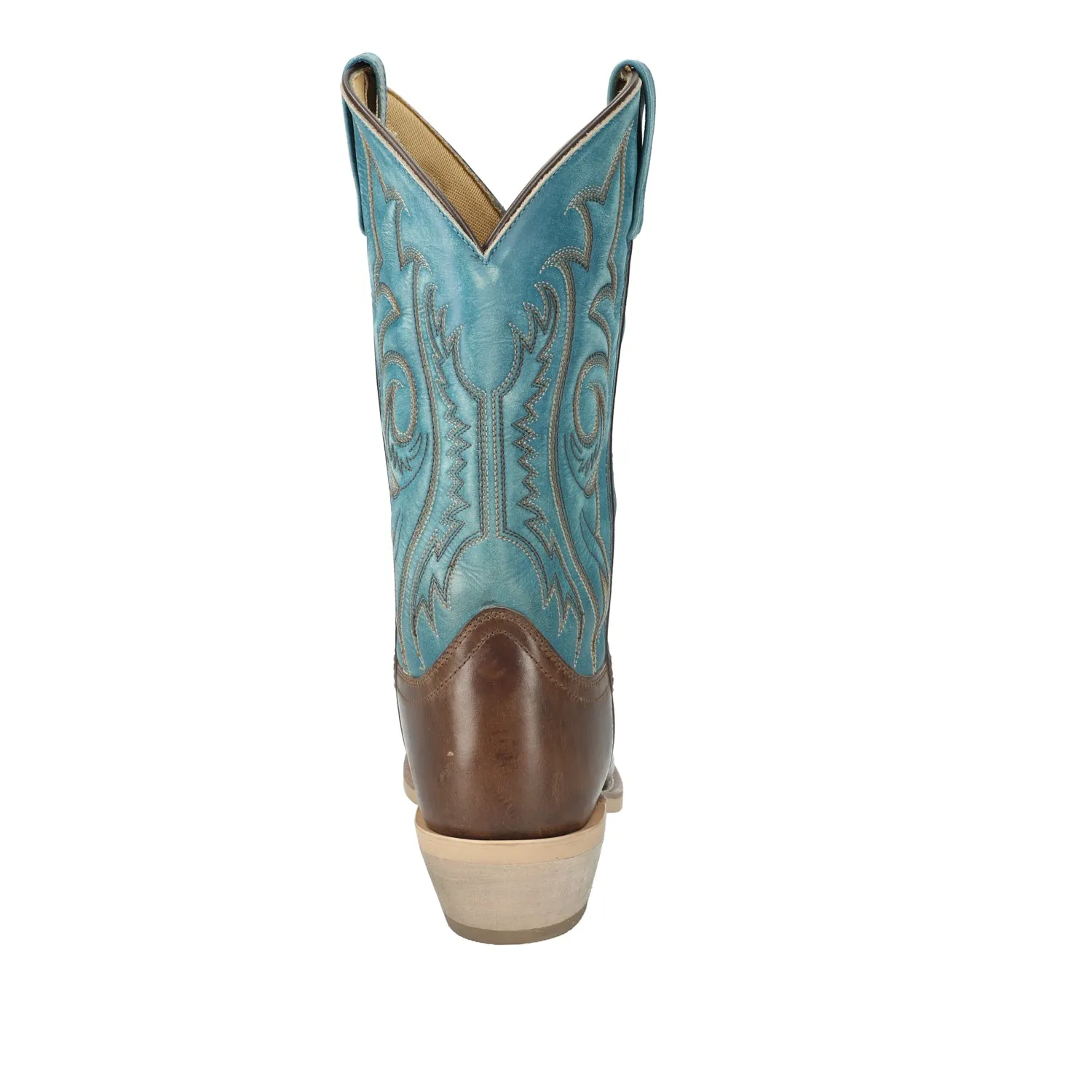 Smoky Mountain Boots Mens Santa Fe Brown Oil/Vintage Blue Leather Cowboy Boots