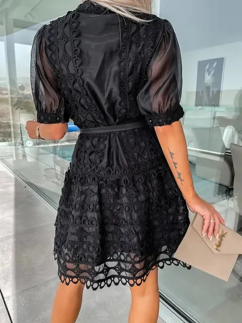 Sophie Patchwork Lace Elegant Mini Dress