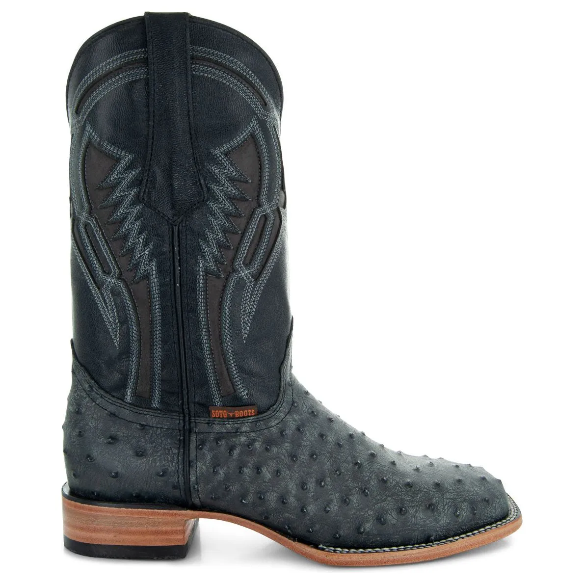 Soto Boots Mens Out of the Wild Black Ostrich Print Boots H50031