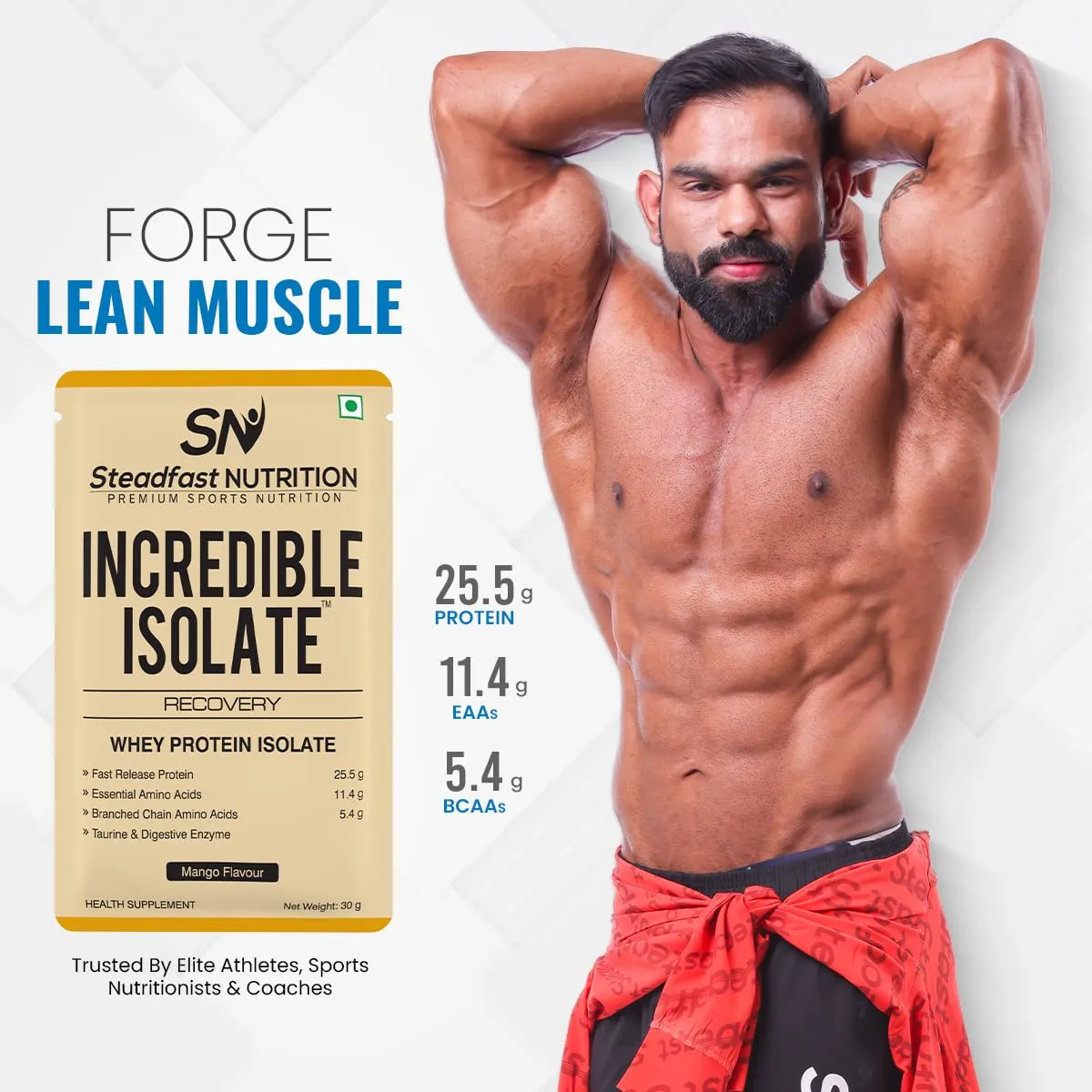 Steadfast Nutrition Incredible Isolate Whey Isolate Protein |100% Pure Isolate Powder with 25g Protein |Muscle Building & Weight Loss Supplement | Instant muscle recovery (Chocolate, 6 Sachets)