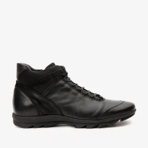 The Houston Leather Black Lace-Up Casual Men Boot with a Zipper