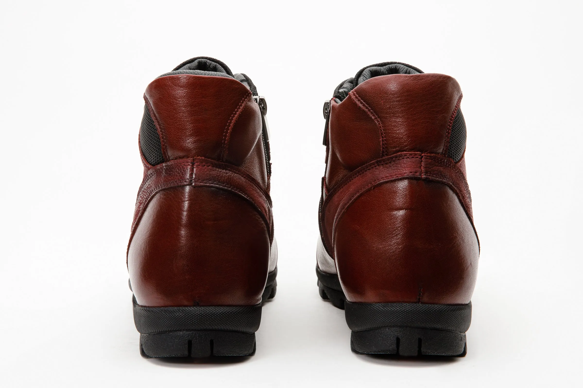 The Houston Leather Burgundy Lace-Up Casual Men Boot with a Zipper