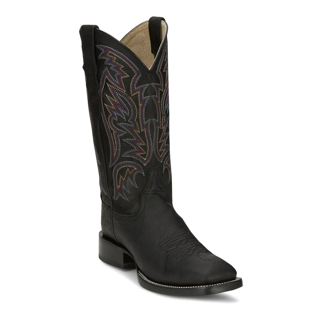 Three Bars Wide Square Toe Cowboy Boots