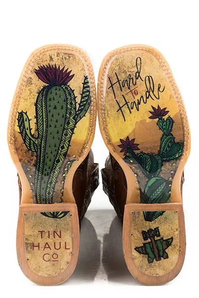 Tin Haul Ladies Cactooled Hard To Handle Sole Cowboy Boots Square Toe Style 14-021-0007-1350