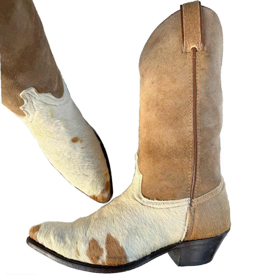 Vintage Pony Cowhide Hair On Hide Leather Cowgirl Western Boots