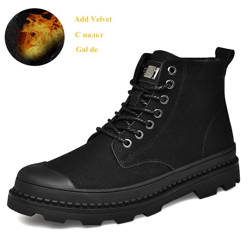 Winter Classic Black Outdoor Men Martin Boots Non Slip Comfortable Big Size Men Boots Genuine Leather Work Boots botas de homens