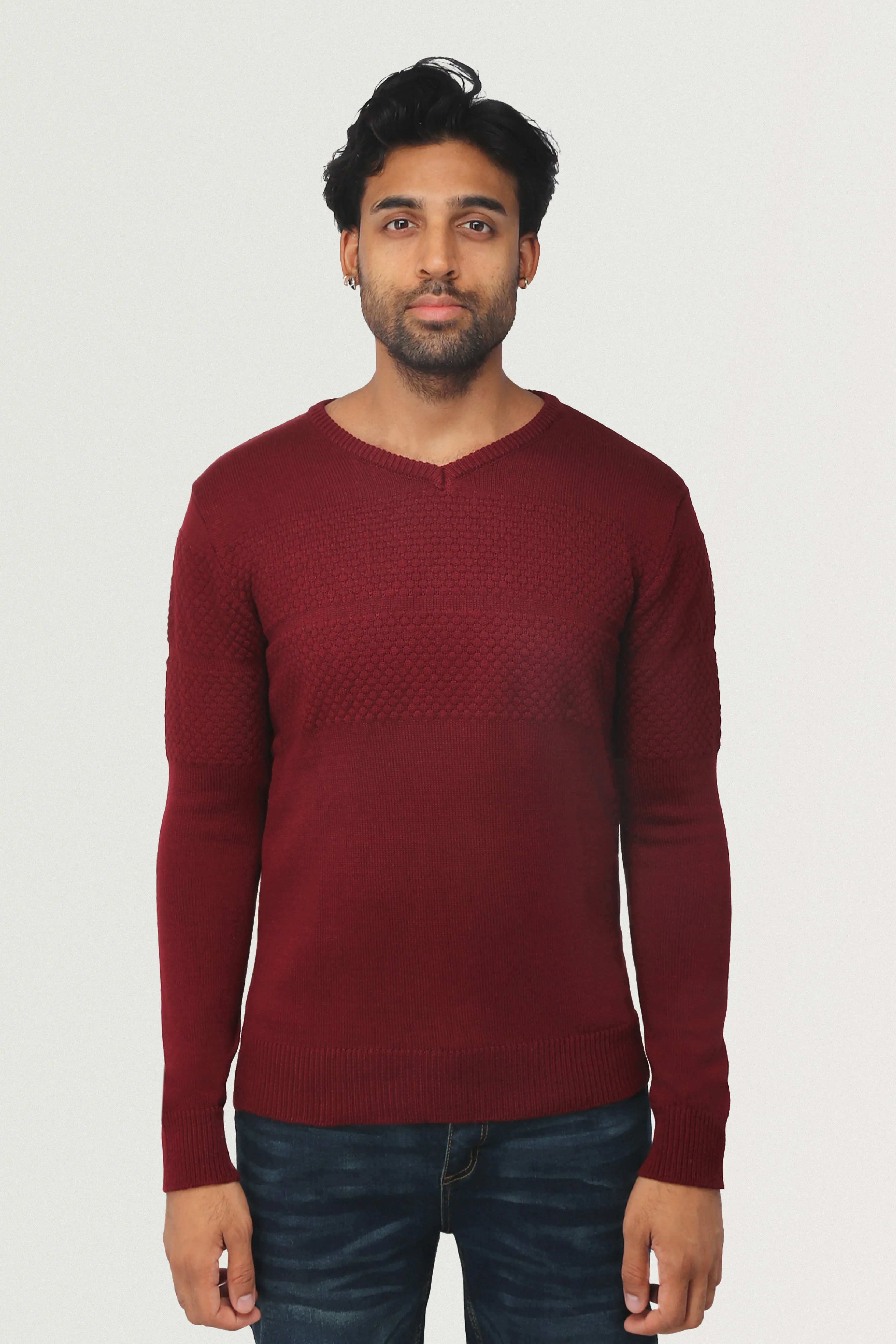 X RAY Men's Honeycomb V-neck Knit Sweater