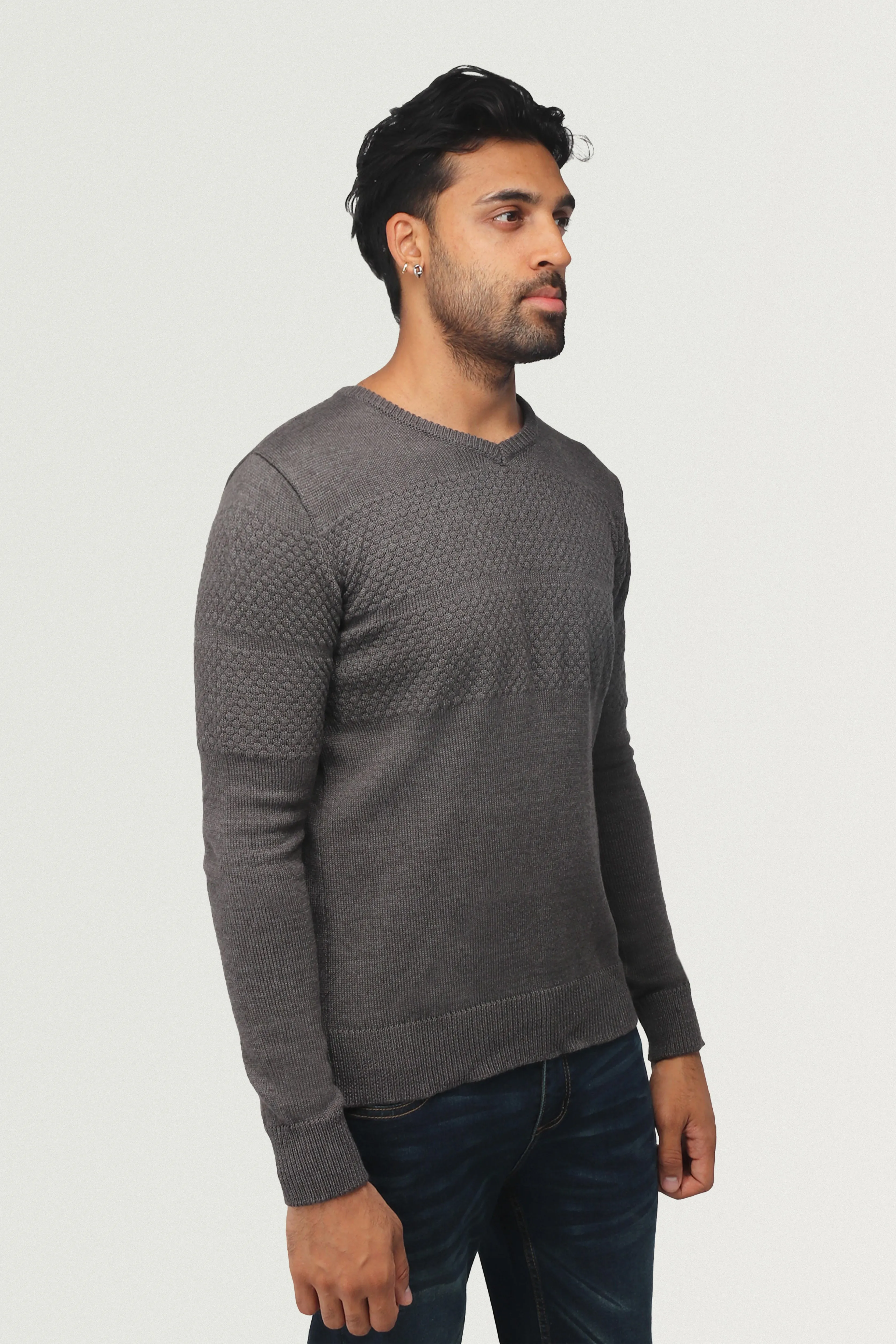 X RAY Men's Honeycomb V-neck Knit Sweater