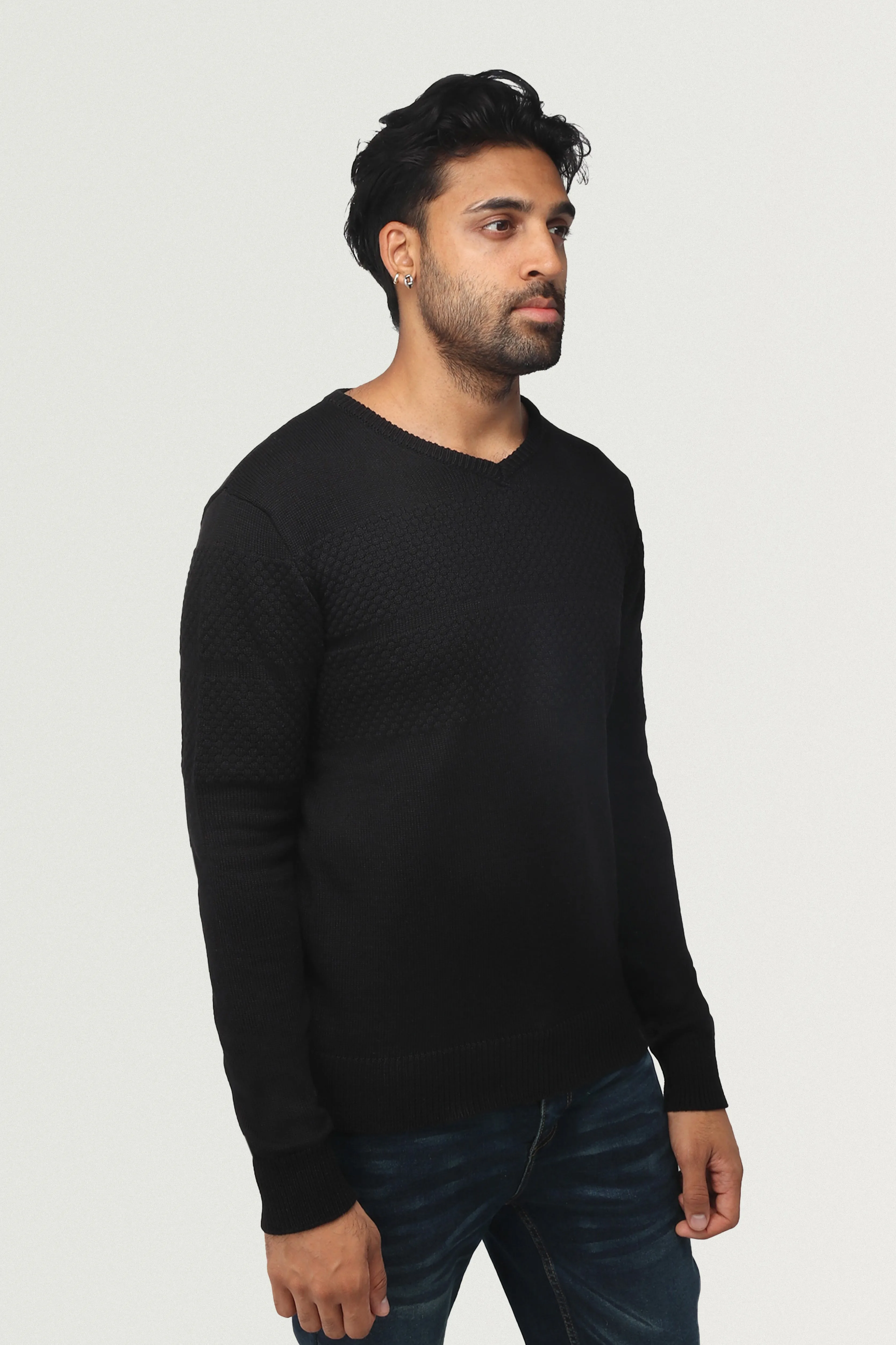 X RAY Men's Honeycomb V-neck Knit Sweater